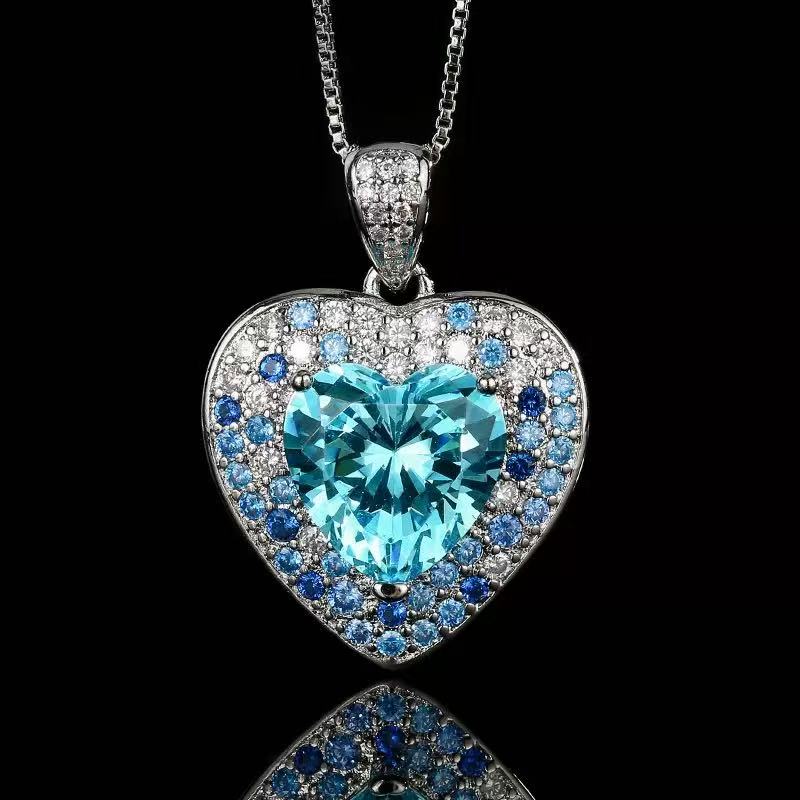 Ocean Heart Aquamarine Jewelry Set