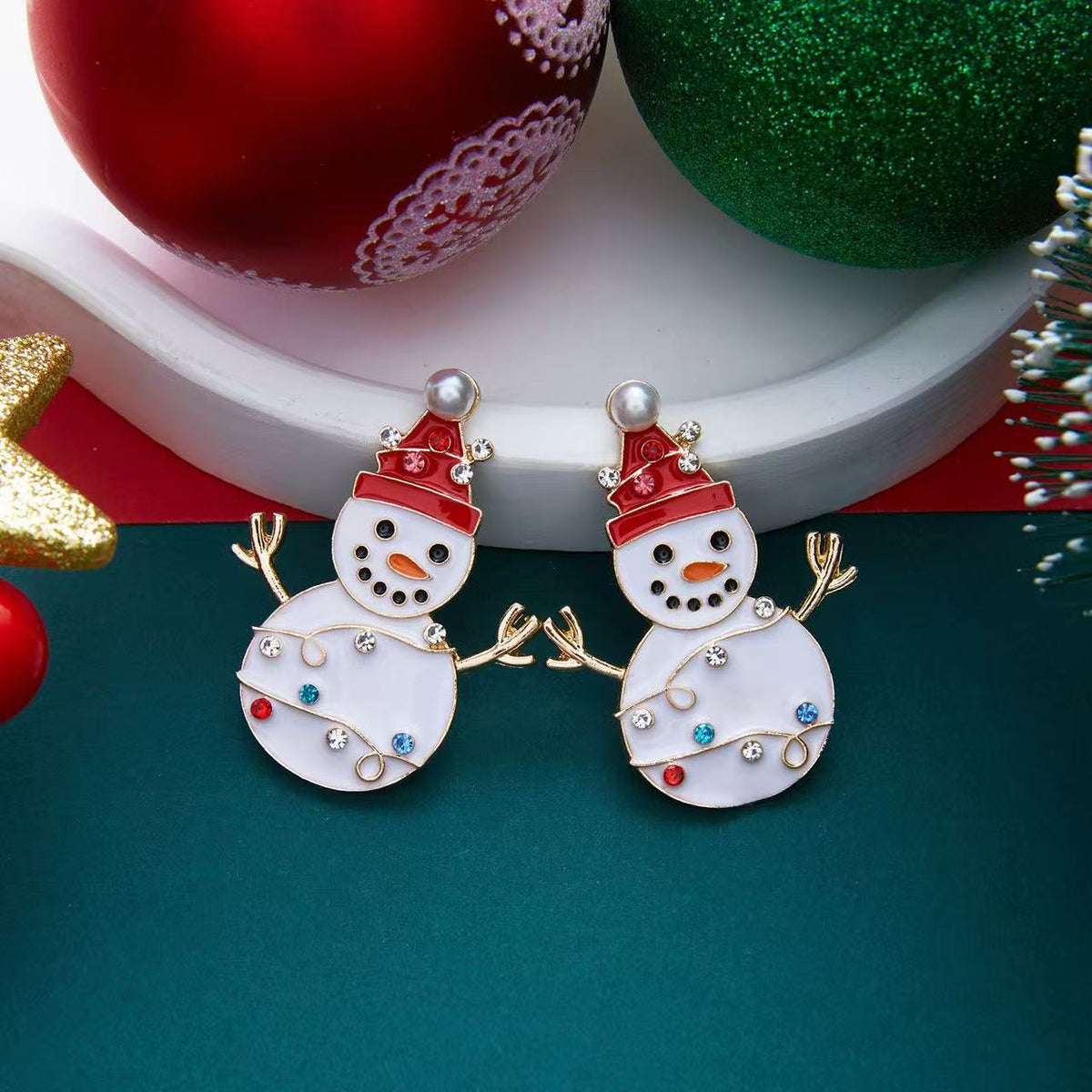 Christmas Gingerbread Man, Candy Cane & Bow Rhinestone Earrings