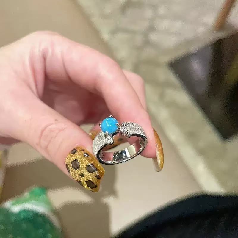 Brushed Four-Prong Turquoise Ring