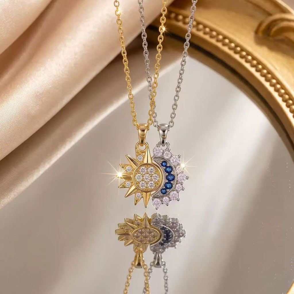 Sun and Moon Copper Inlaid Celestial Necklace