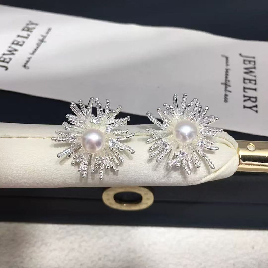 Natural Freshwater Pearl Velvet Flower Elegant Jewelry Set