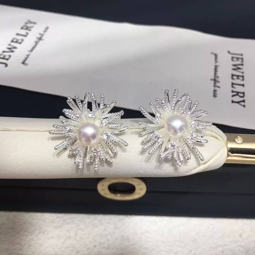 Natural Freshwater Pearl Velvet Flower Elegant Jewelry Set