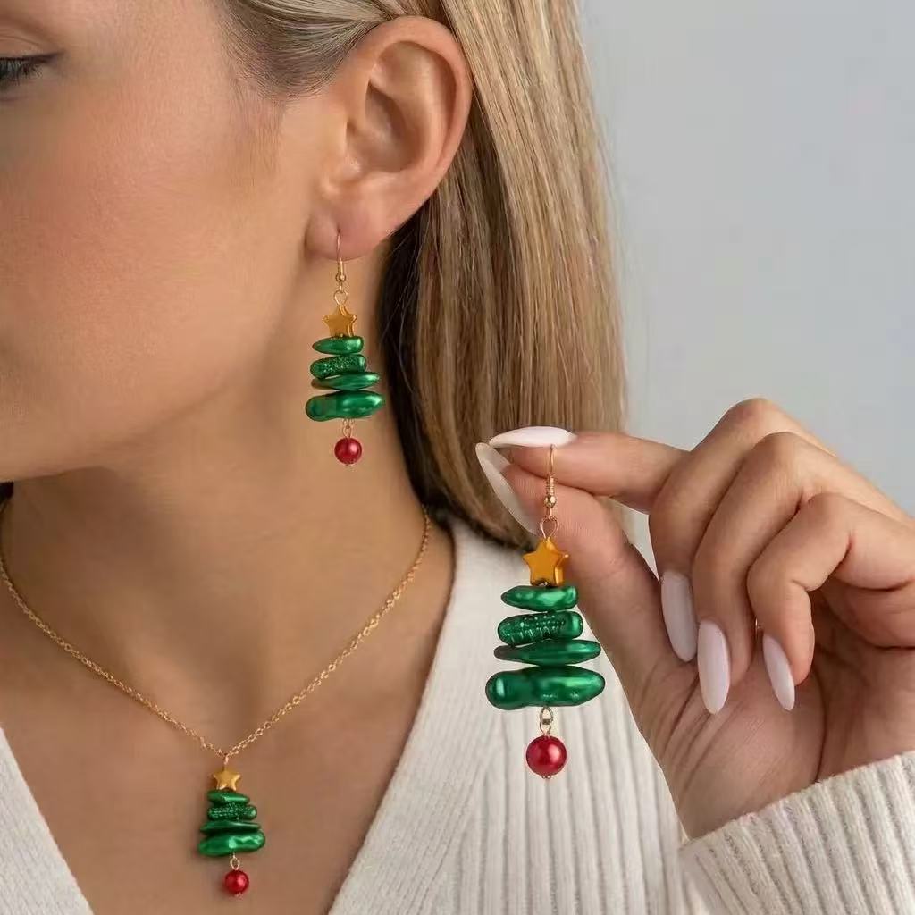 Creative Pearl Christmas Tree Jewelry Set