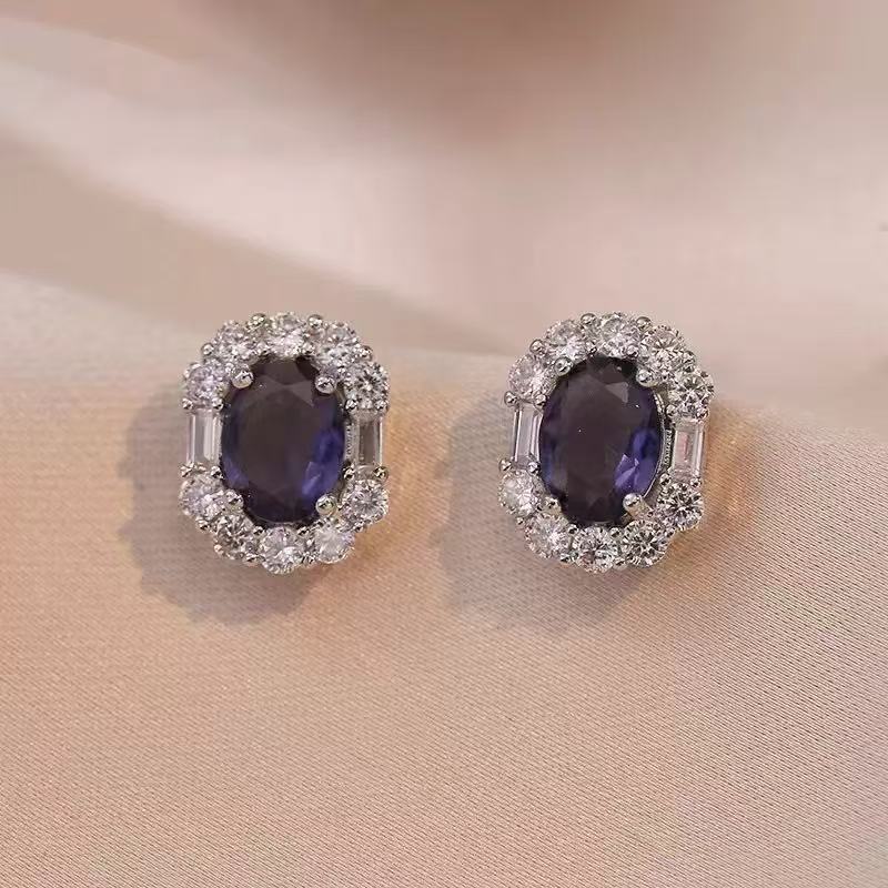 Purple Gemstone Halo Jewelry Set