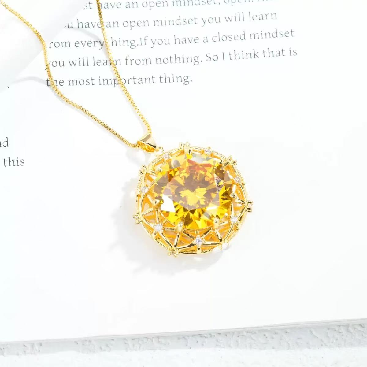 Citrine Bird's Nest Luxury Round Pendant Jewelry