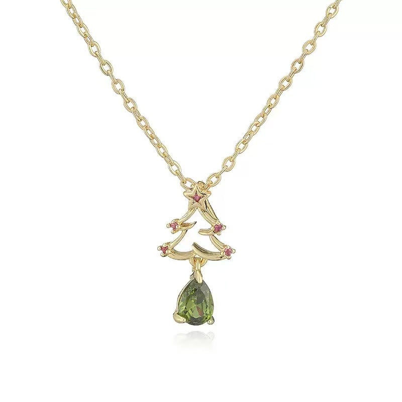 Sweet Christmas Colorful Zircon Copper Necklace