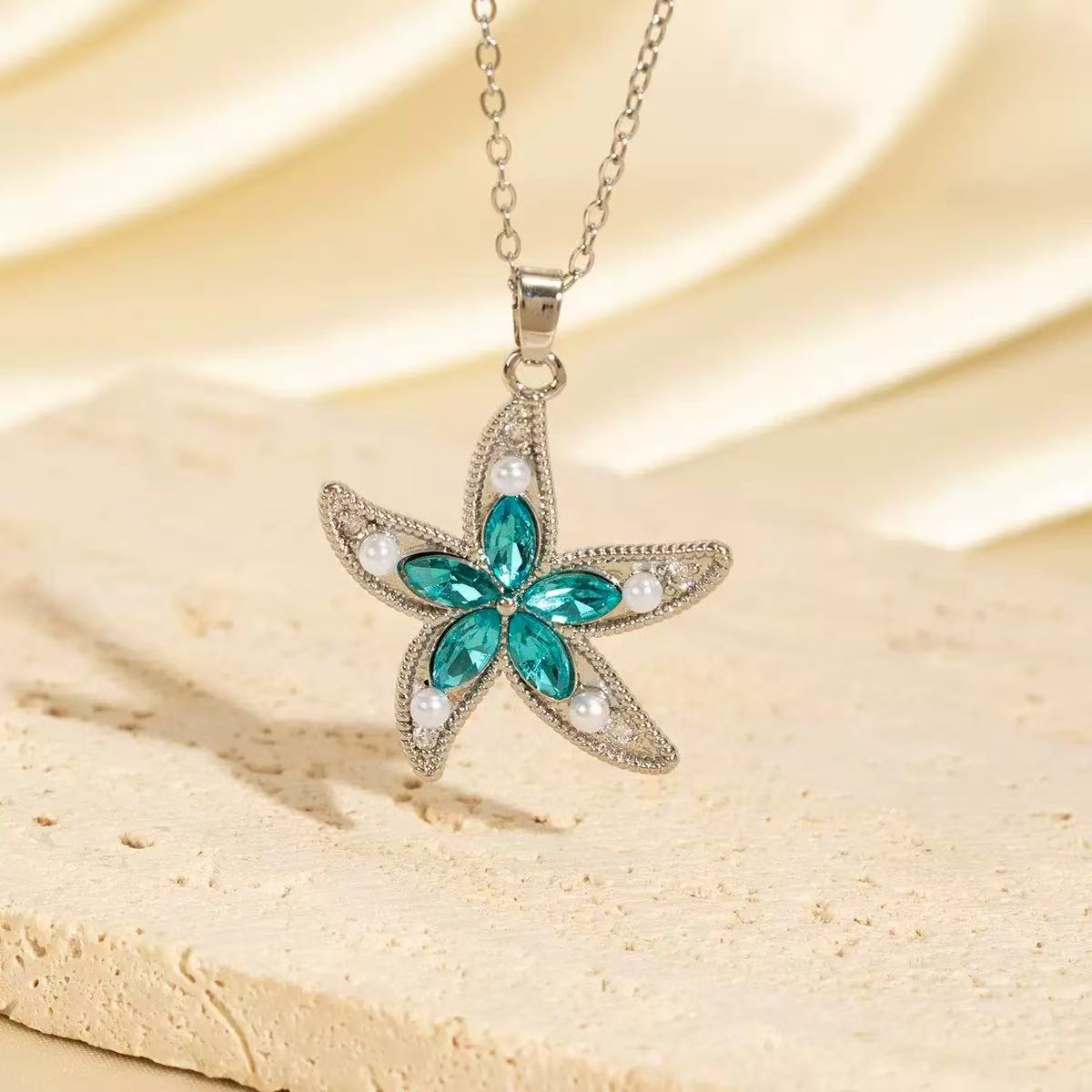 Ocean Series Copper Gold Plated Crab Pearl Zircon Necklace