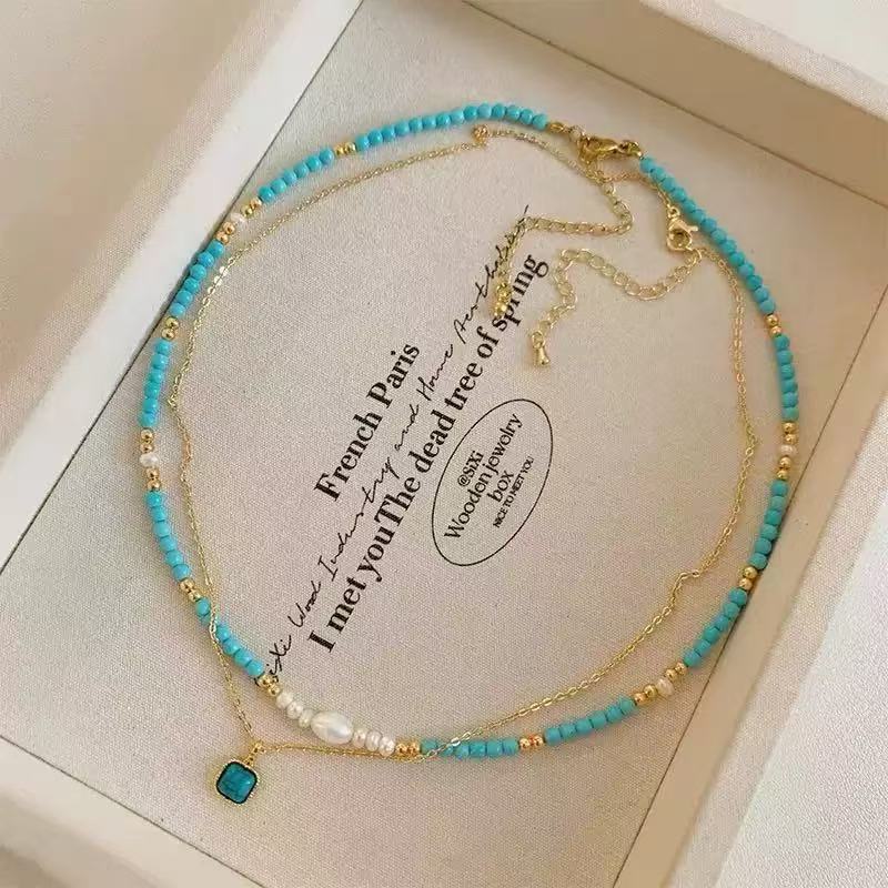 Blue-Green Turquoise Beaded Necklace