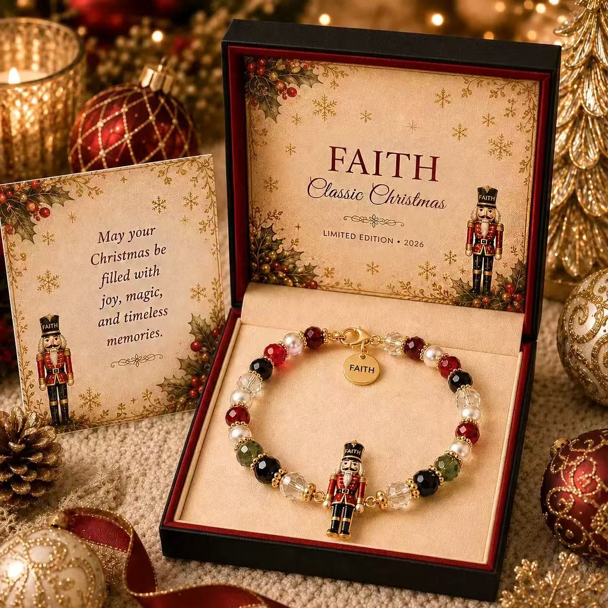 Faceted Crystal Christmas Bracelet