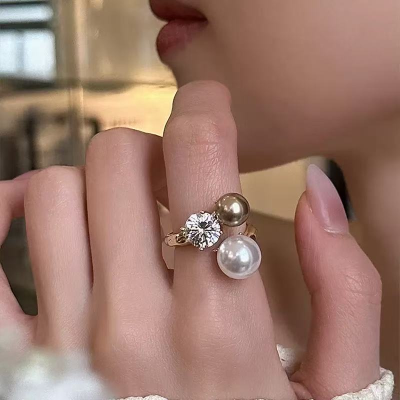 Zircon Pearl Open Ring Set