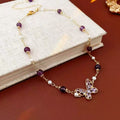 Zirconia Butterfly Amethyst Bead Bracelet Set