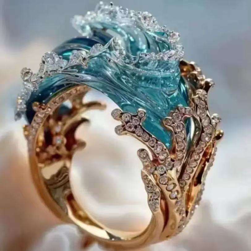 Blue Ocean Wave Jewelry Set