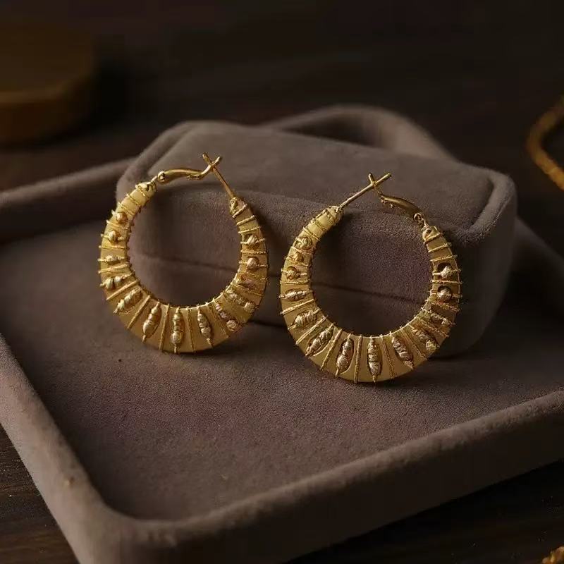 Geometric Hollow Round Handwoven Earrings
