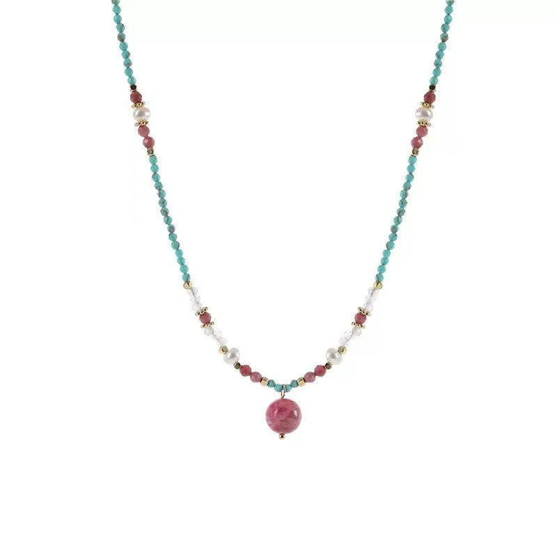 Dopamine Colorful Beaded Turquoise Necklace