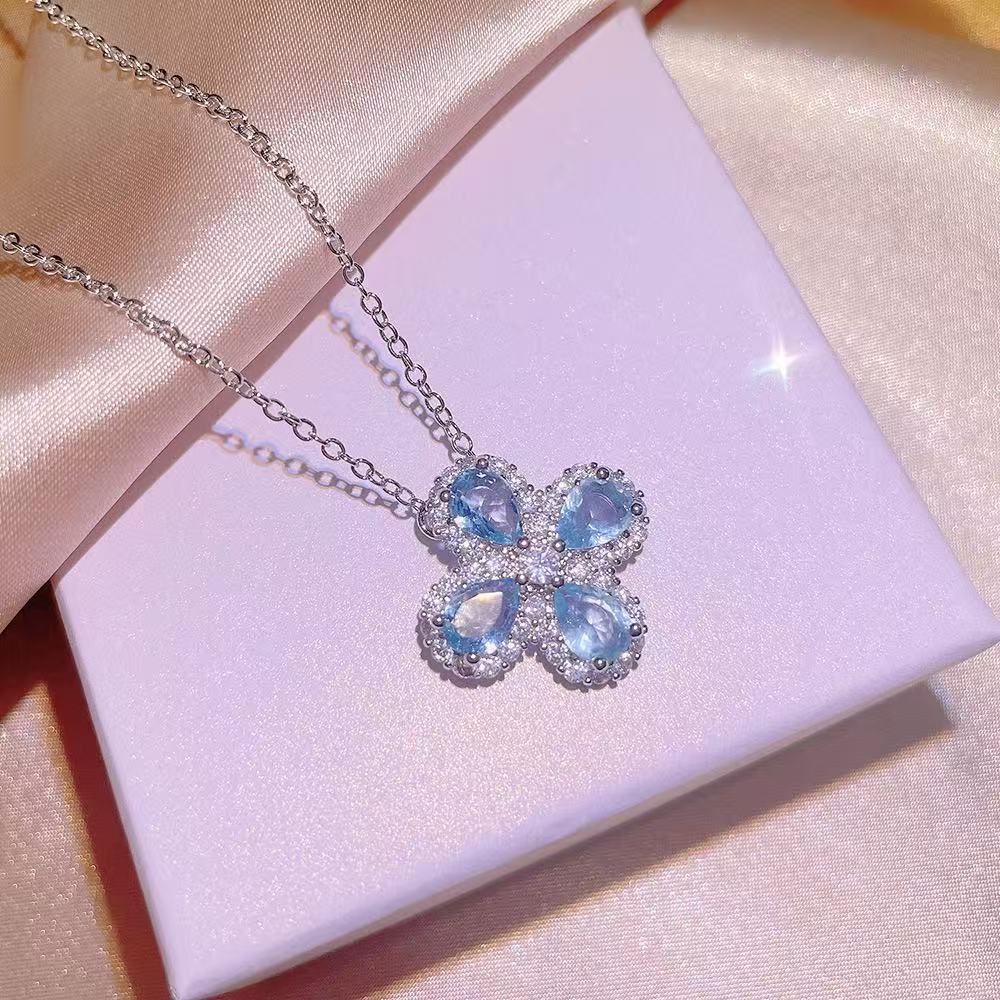 Aquamarine Four-Leaf Clover Jewelry Set