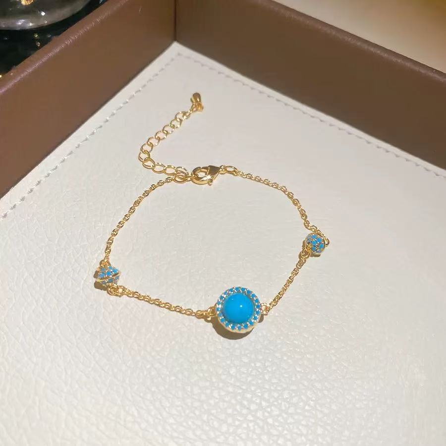 18K Gold Turquoise Blue Bracelet