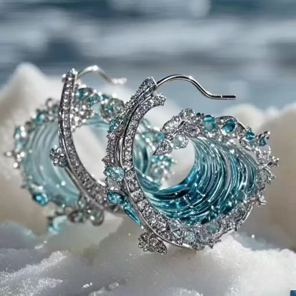 Blue Ocean Wave Jewelry Set