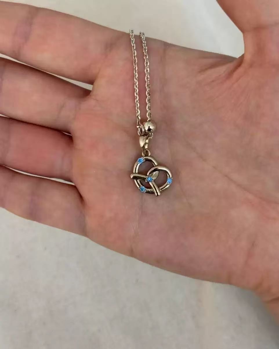 Coffee Gold-Tone Pretzel Knot & Blue Stone Jewelry Set