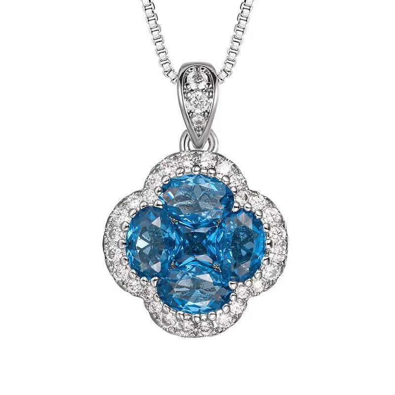 Blue Spinel Four-Leaf Clover Jewelry Set