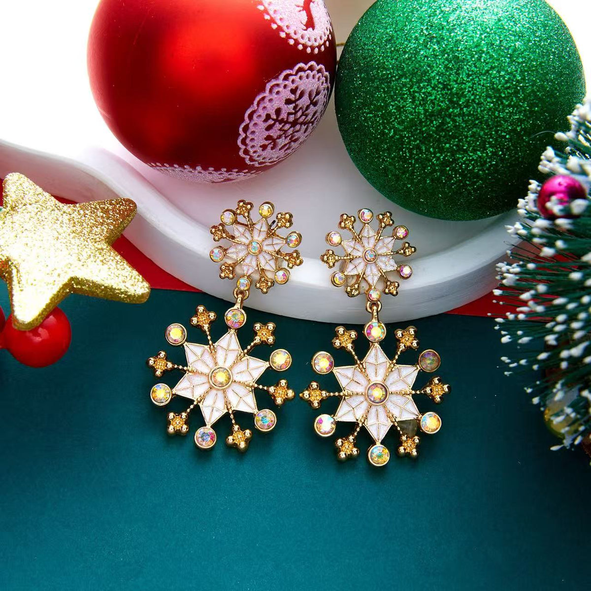 Christmas Gingerbread Man, Candy Cane & Bow Rhinestone Earrings