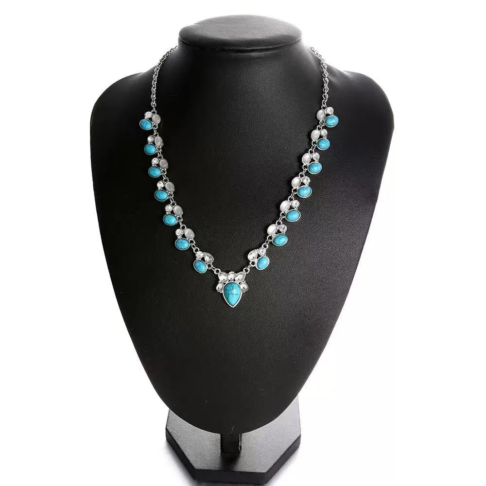Bohemian Turquoise Flower Necklace