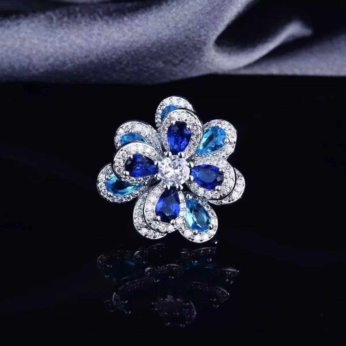 Multicolor Zircon Flower Jewelry Set