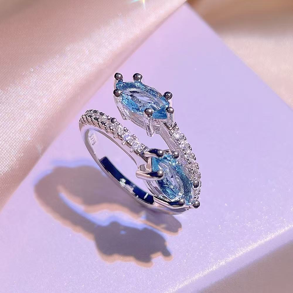 Aquamarine Four-Leaf Clover Jewelry Set