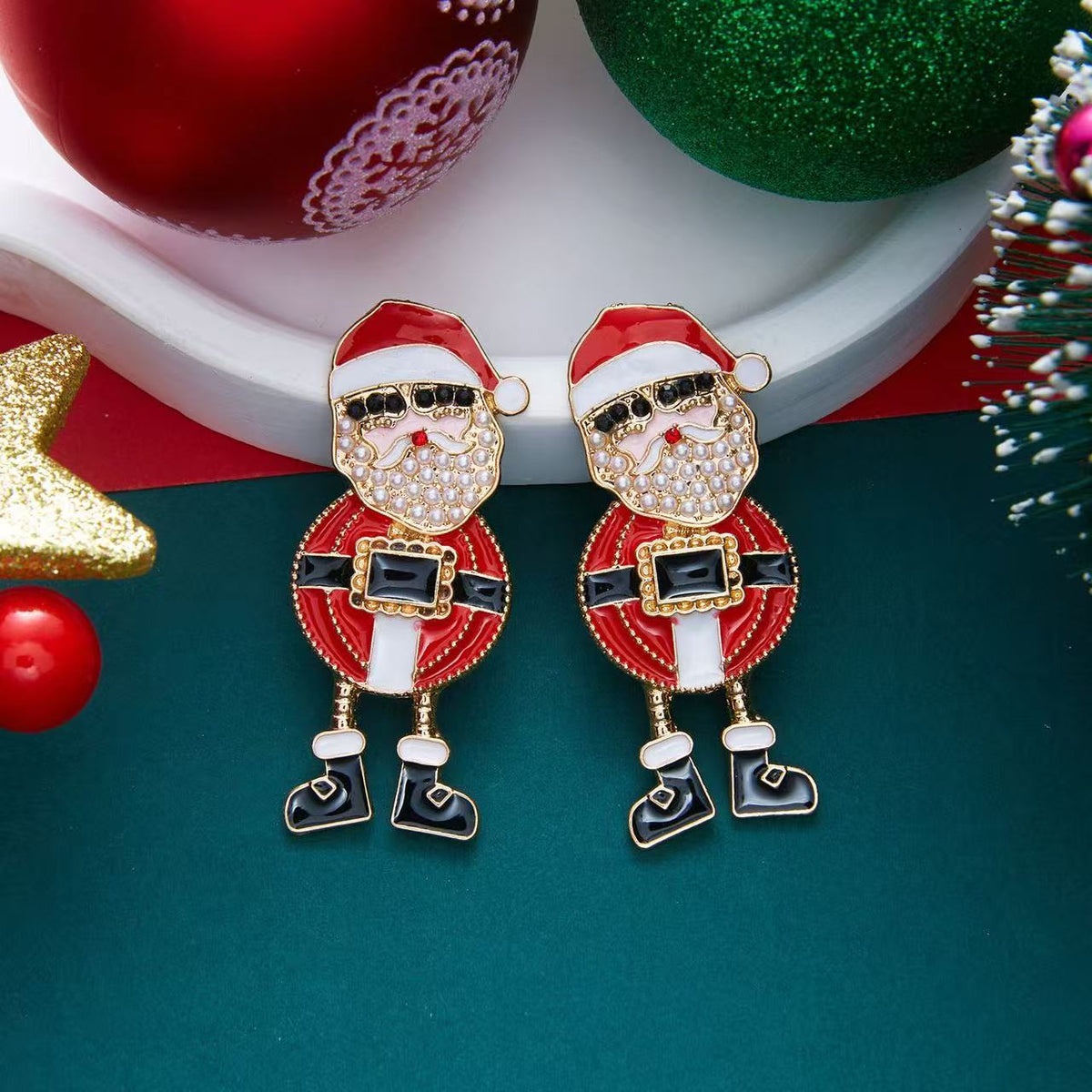 Christmas Gingerbread Man, Candy Cane & Bow Rhinestone Earrings
