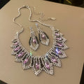 Luxury Purple Crystal Rhinestone Statement Jewelry Set