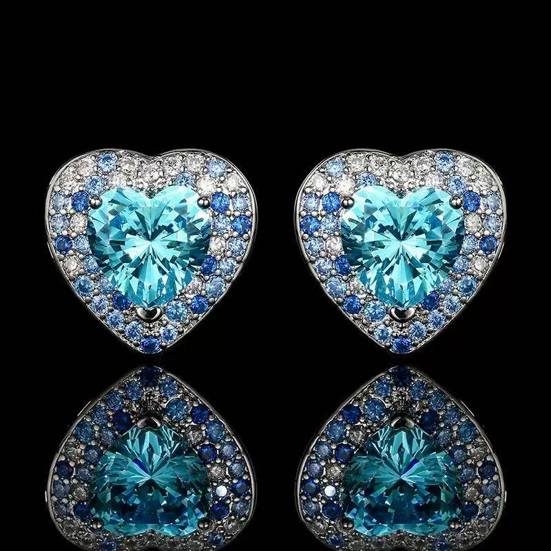 Ocean Heart Aquamarine Jewelry Set