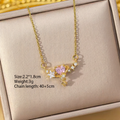 Copper Pink Heart Zircon Necklace