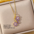 Copper Purple Zircon Flower Necklace