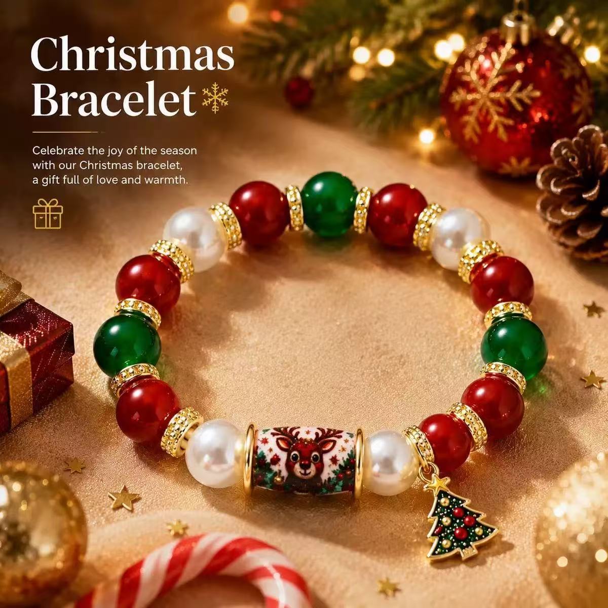 Christmas Snowflake & Bow Bracelet