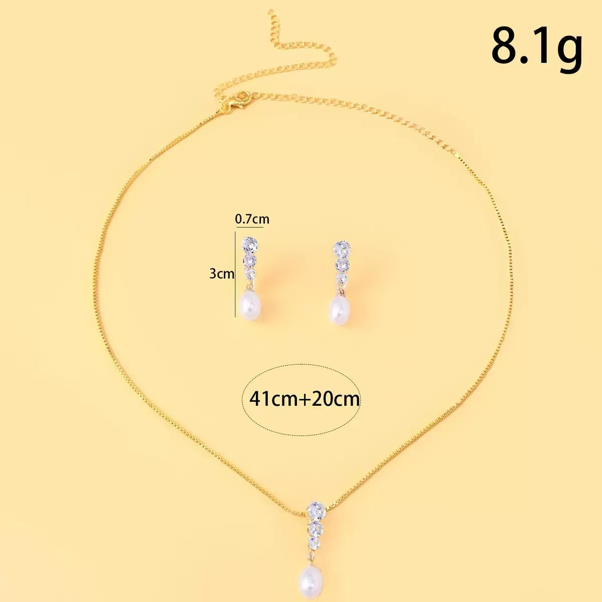 French-Inspired Zircon & Pearl Jewelry Set
