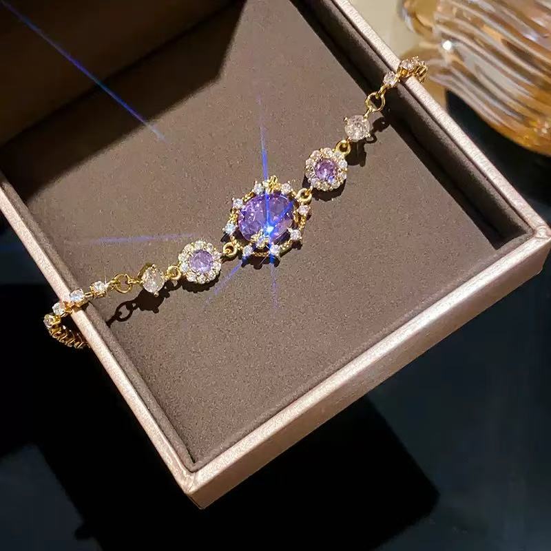 18K Gold Colorful Zirconia Halo Bracelet