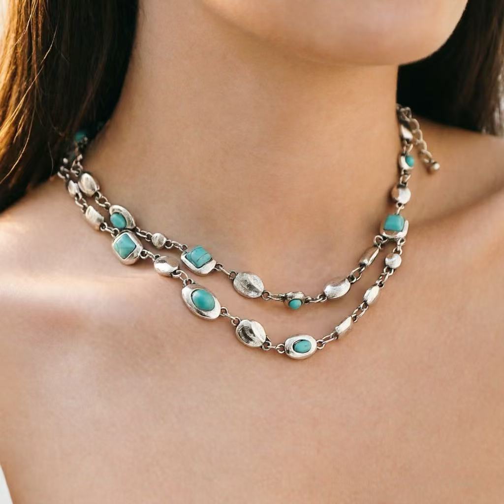 Turquoise Double Layer Stackable Necklace