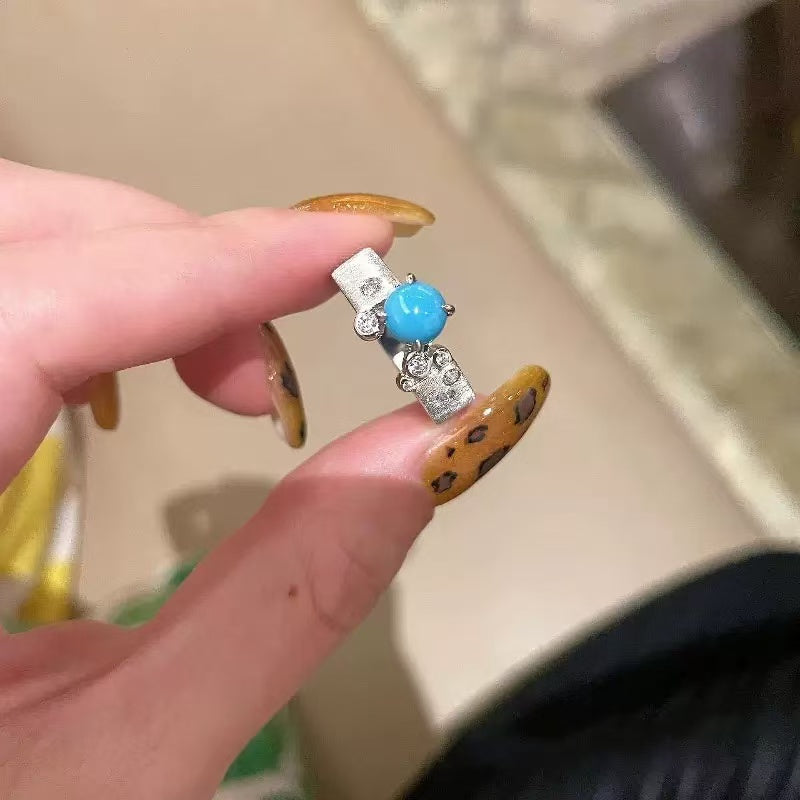 Brushed Four-Prong Turquoise Ring