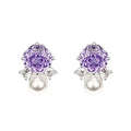 925 Silver Rose Pearl Zirconia Earrings