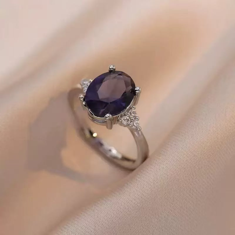 Purple Gemstone Halo Jewelry Set