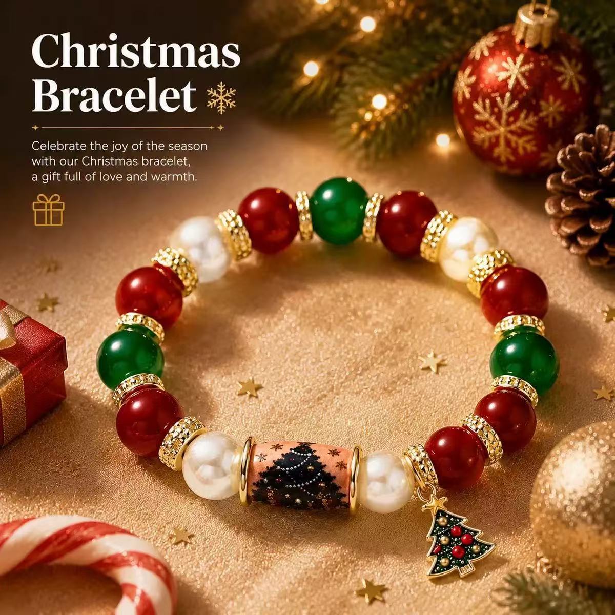 Christmas Snowflake & Bow Bracelet