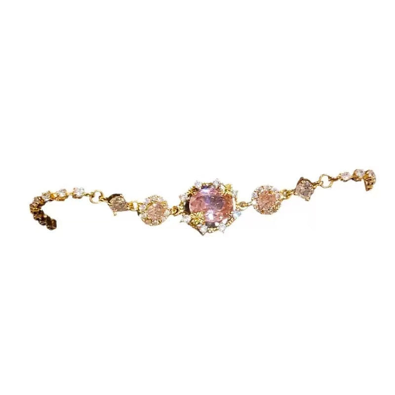 18K Gold Colorful Zirconia Halo Bracelet