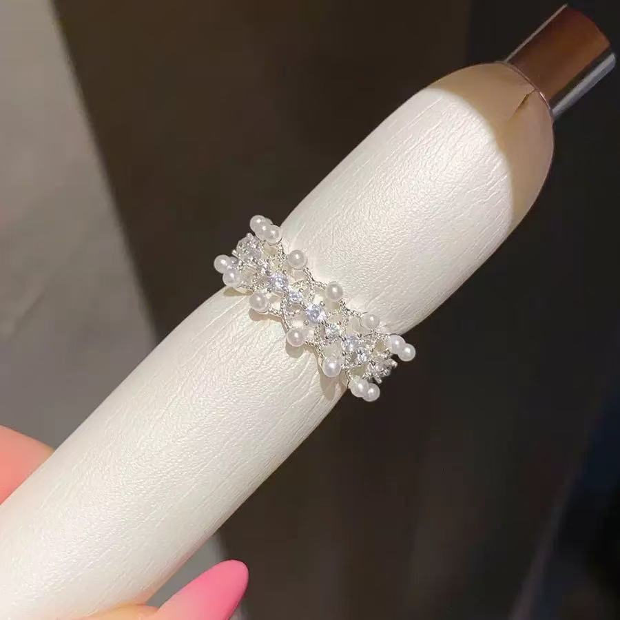Zircon Pearl Open Ring Set