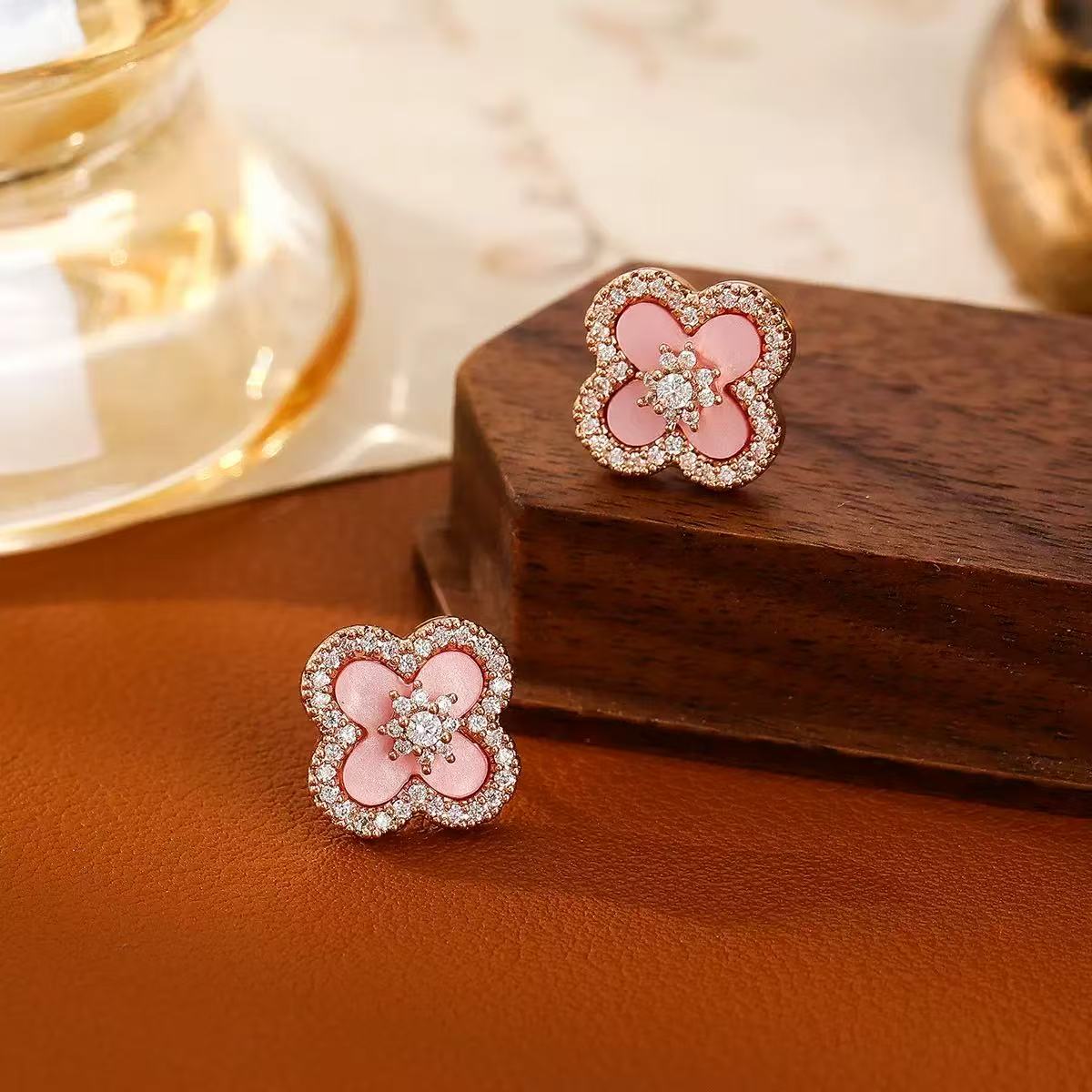 Lucky Pink Four-Leaf Clover Necklace
