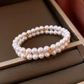 Double Strand Pearl Zircon Bracelet