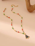 Crystal & Stainless Steel Christmas Pendant Necklace