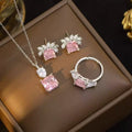 Pink Geometric Zircon Jewelry Set