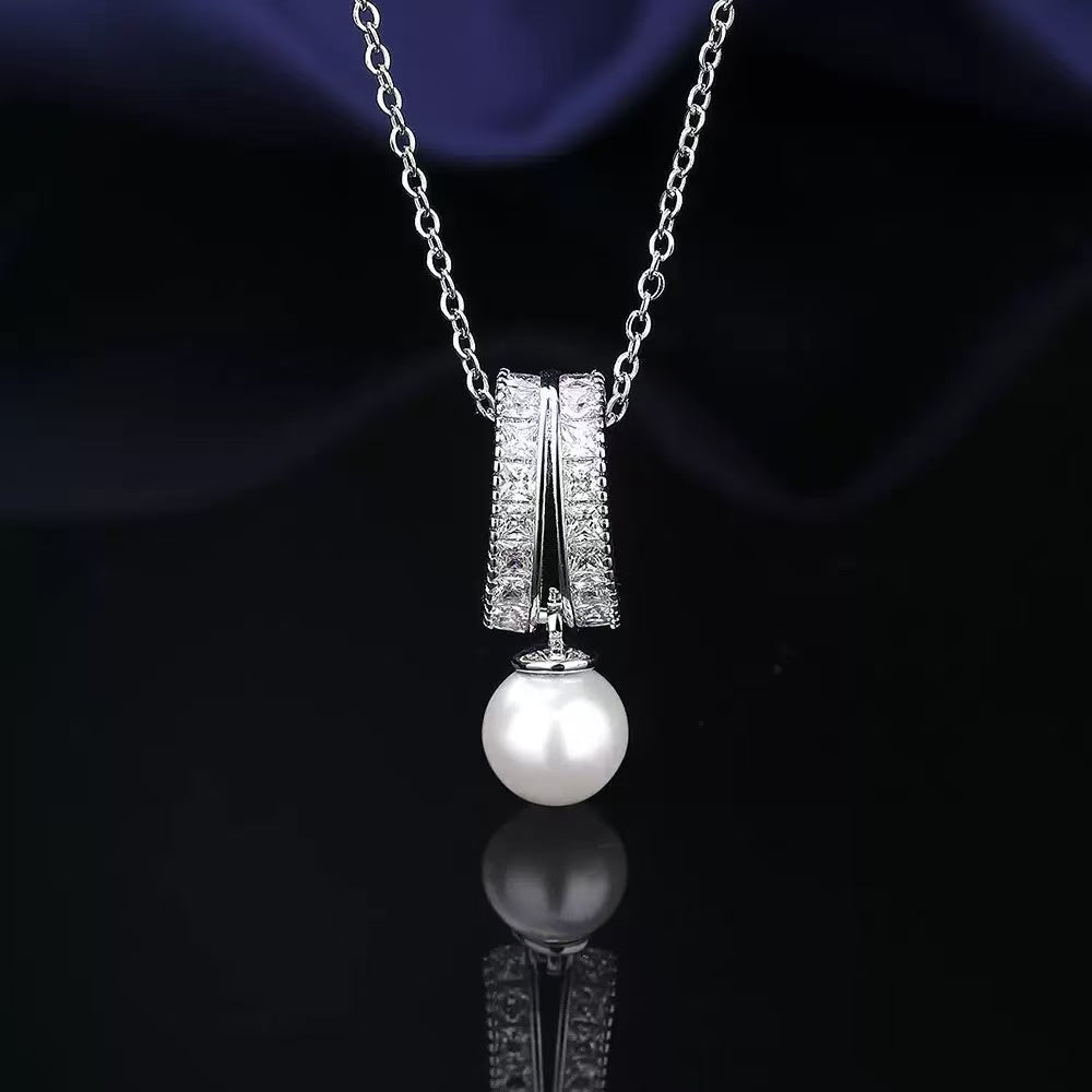 Light Luxury Pearl & Zirconia Tassel Necklace Set