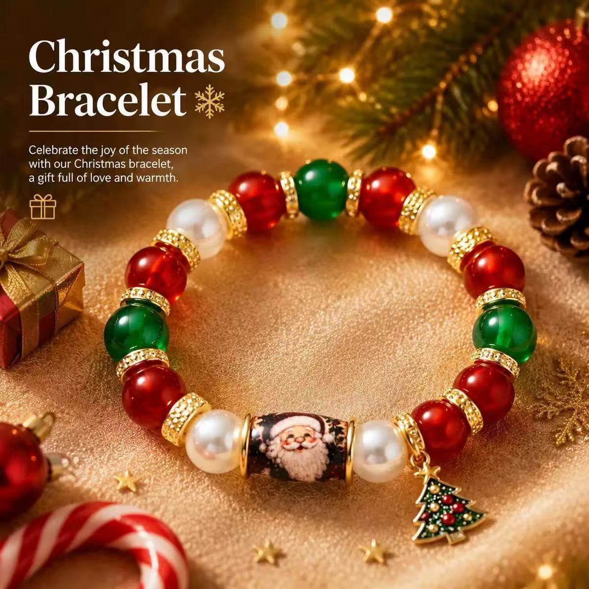 Christmas Snowflake & Bow Bracelet
