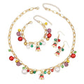 Christmas Bell & Pearl Jewelry Set – Earrings, Bracelet & Necklace
