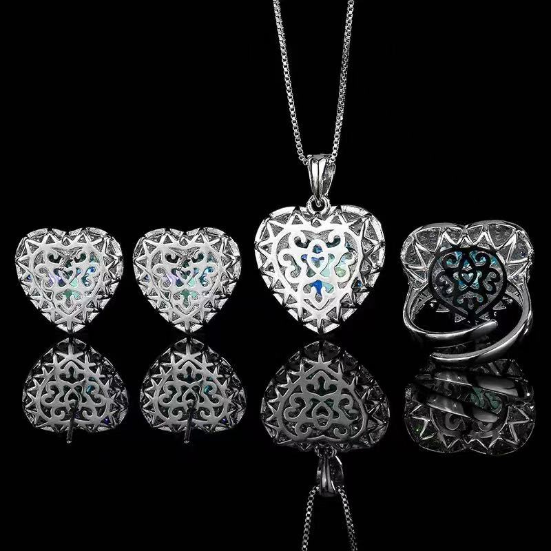 Ocean Heart Aquamarine Jewelry Set